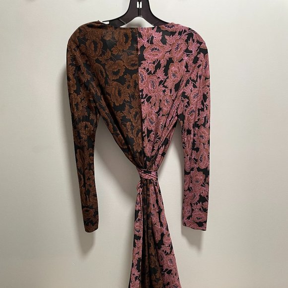 DVF Tilly Silk Twill Midi Wrap Dress in Camellias Small Multi Size Small - Picture 7 of 10